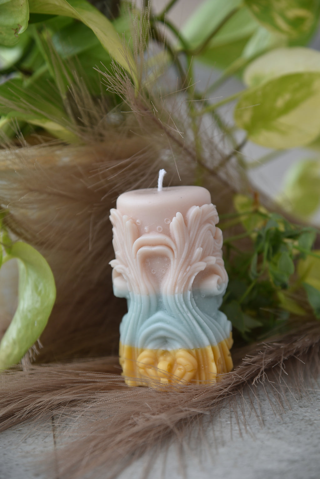 Sculpted Garden Pillar Candle