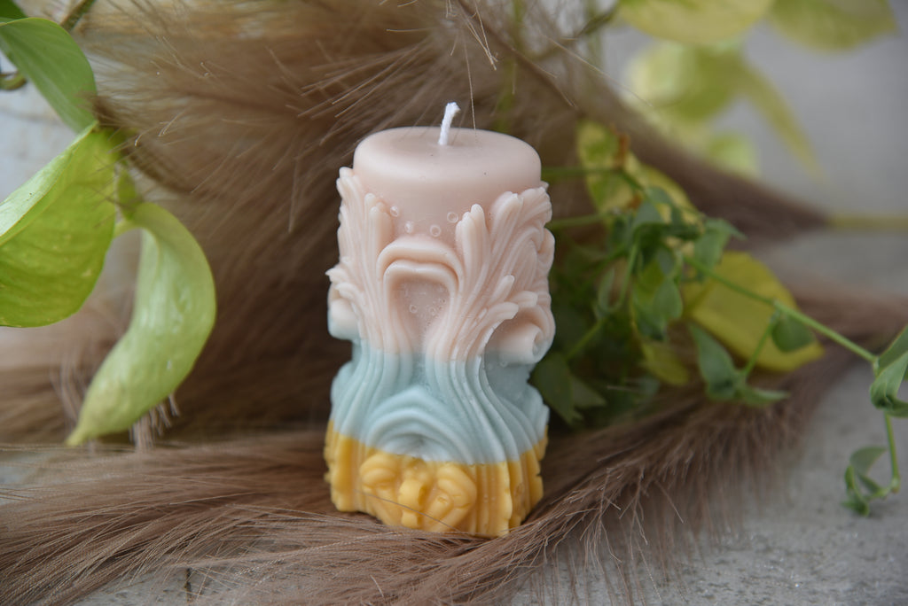 Sculpted Garden Pillar Candle