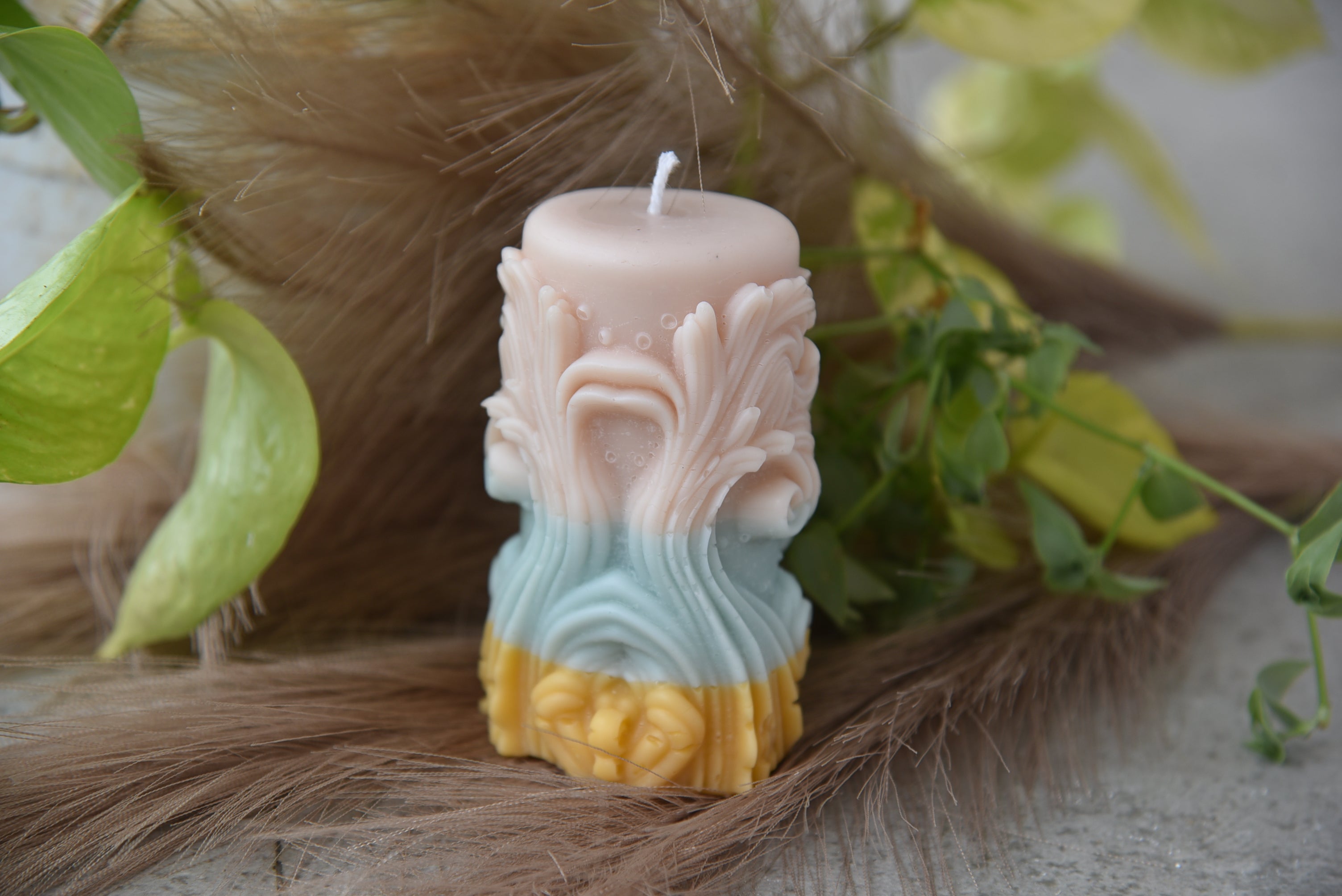 Sculpted Garden Pillar Candle