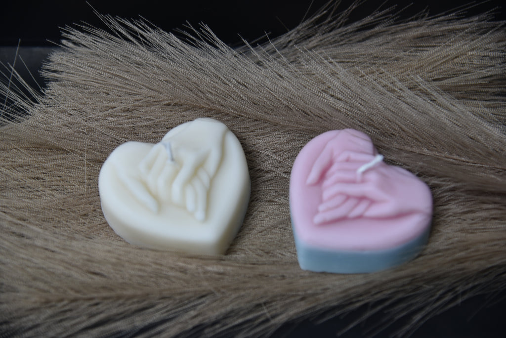 Holding Hands Heart Candle