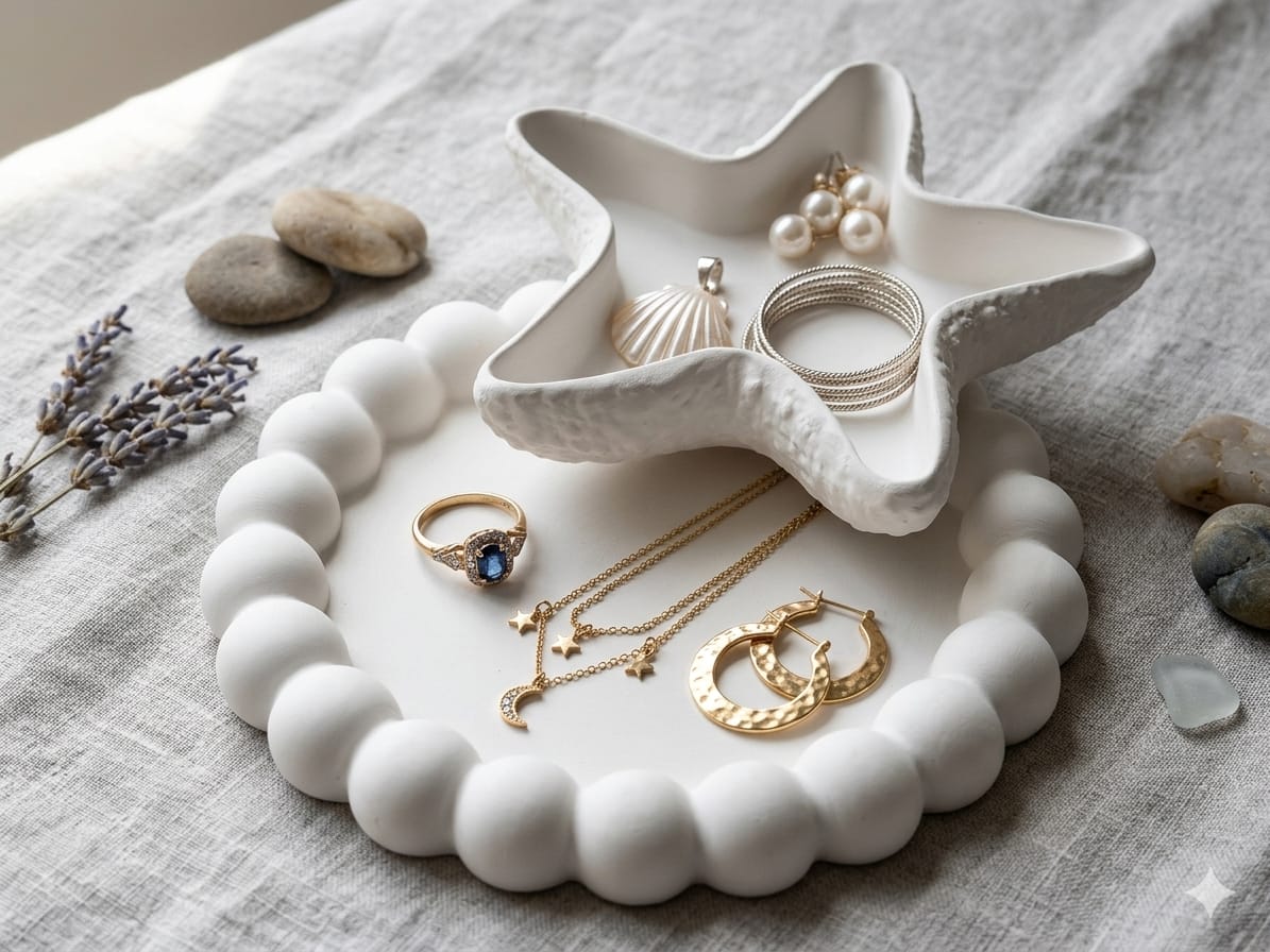 Starfish Concrete Tray & Jewellery Dish Set