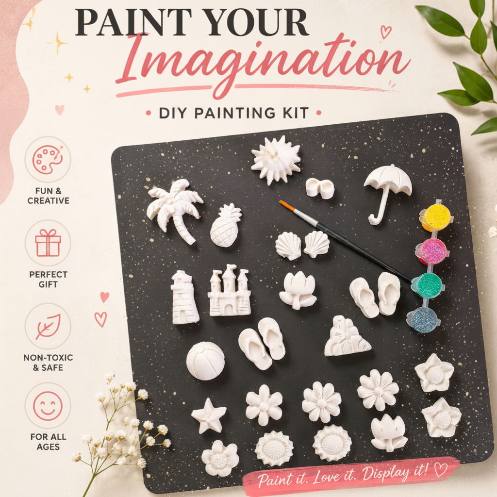 DIY painting kit flat lay product photo